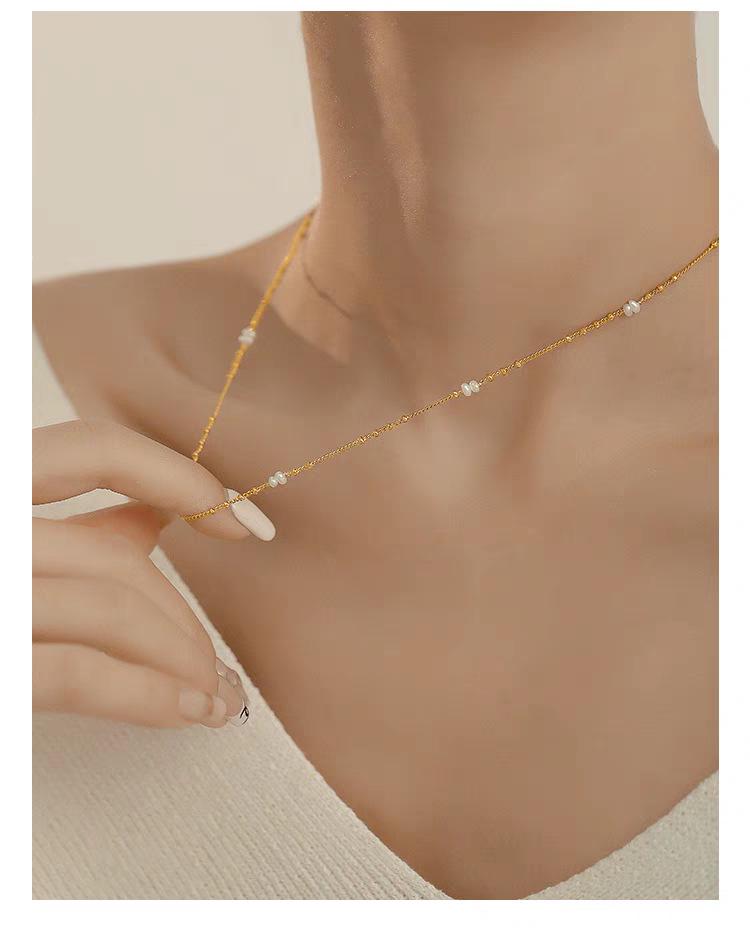 Luxurious Baby Freshwater Pearl Necklace - Trendy 2024 Clavicle Chain with Spacer Beads