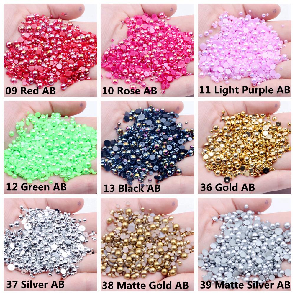 2000pcs 8mm AB Color Resin Half Round Flatback Beads for DIY Jewelry and Garment Decorations