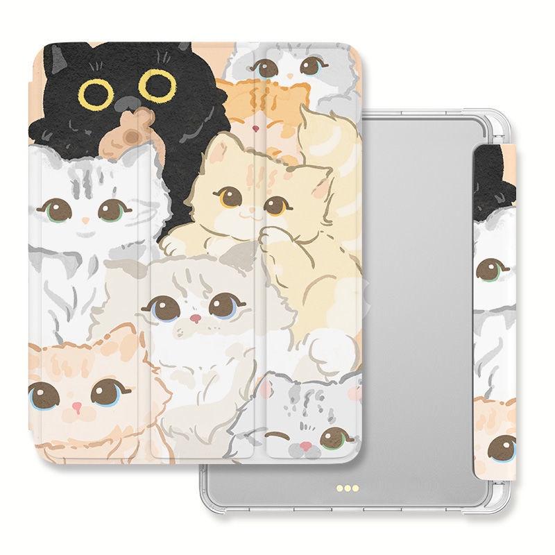 Para iPad 9.7 2018/17 Cute Cat Air3 10.5 PRO11 2020/21 iPad Mini4/5 10.2 Gen9 Gen8/7 Gen6/5 Pro 10.5 Air 2/1 Flip Stand Silicone Capa protetora