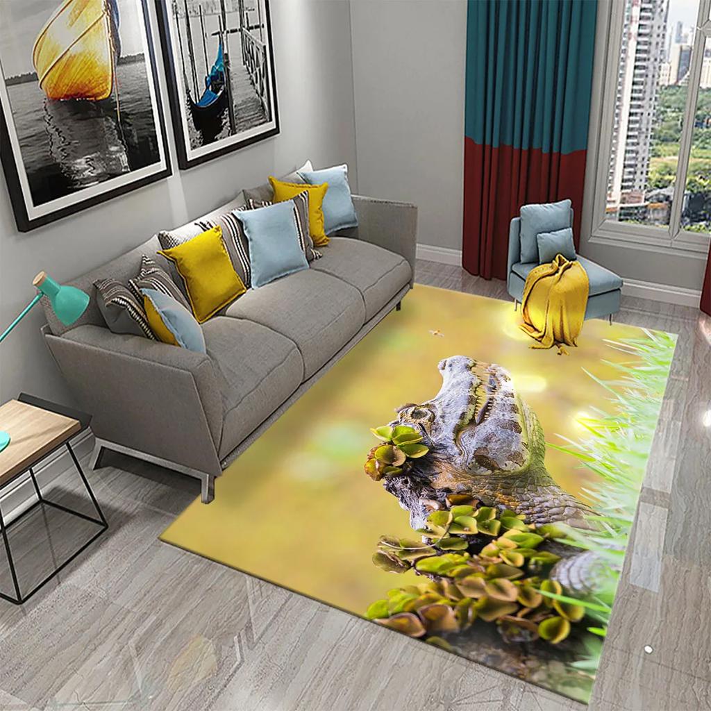 3D Crocodile Carpet Ferocious Wild Animal Rug for Living Room Bedroom Decor Carpet Kids Room Play Floor Mat Child Game Area Rug