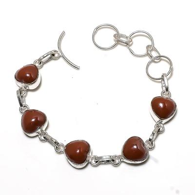 Браслет ручной работы из стерлингового серебра 925 пробы с натуральным стеклянным драгоценным камнем 7-8 дюймов O4E24