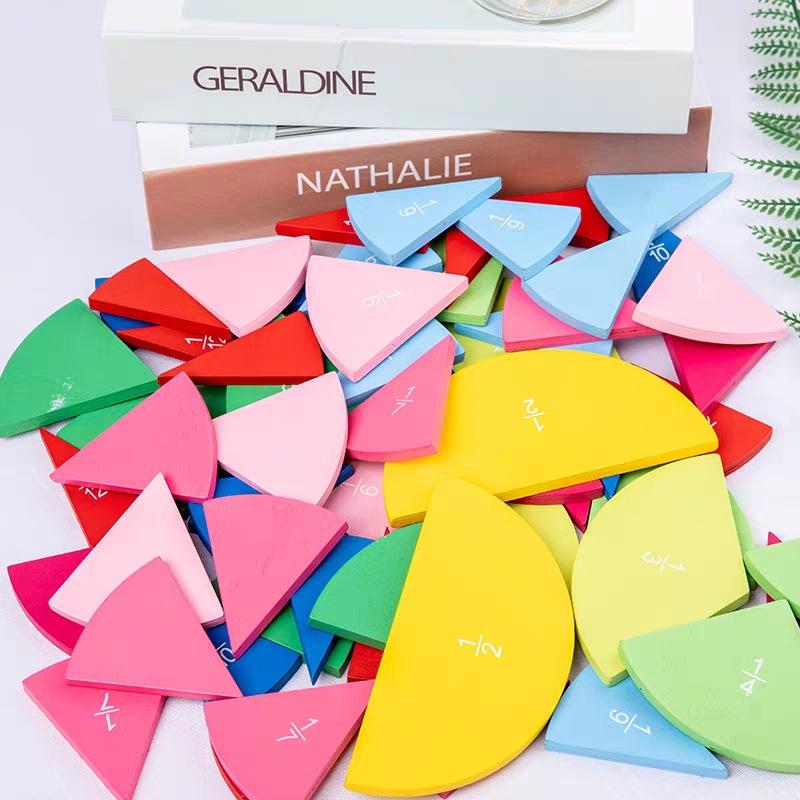 Fractions Math Teaching Tool Round Shape Instrument Kids Montessori Early Educational Math Development Toy Gifts