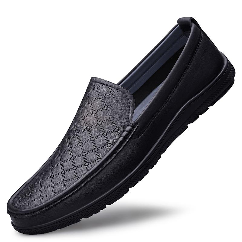 Fashion Business Mens Slip On Shoes Classic Men's Genuine Leather Loafers Casual Breathable Flat Shoes Non-Slip Comfortable Walking Shoe