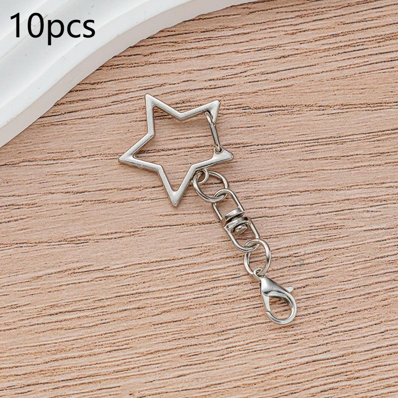 10 Pcs Star-Shaped Spring Snap Keychain Clip: With Chain Hanging Buckle, Open Jump Ring & Metal Swivel Clasp. For Jewelry Making