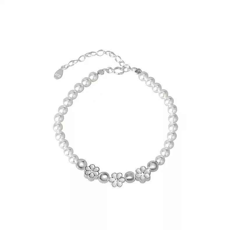 Brățară dulce franțuzească cu flori și perle, cu temperament blând, combinație colier cu perle, lux ușor, high-end