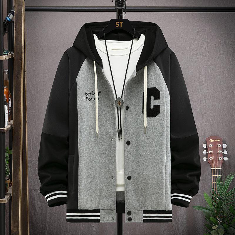 Youth Hooded Jacket for Teens - Spring/Autumn Color Block Cardigan Sweatshirt