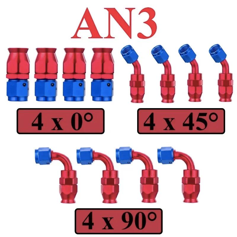 1~6M AN3 3AN Nylon Stainless Steel PTFE Brake Hose E85 Car Fuel Oil Turbo Cooler Line Pipe Tube + Swivel Hose End Fittings Set