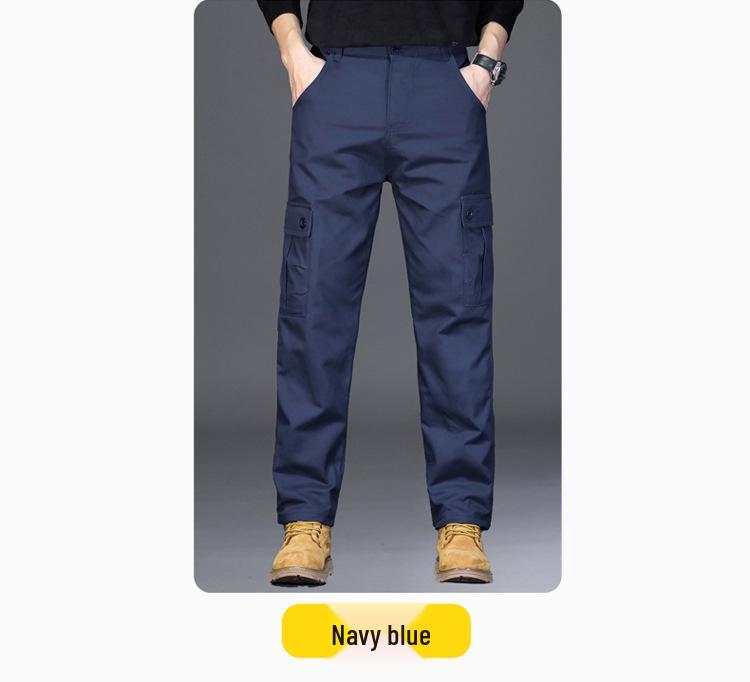 Men's Straight-Leg Pure Cotton Multi-Pocket Work Pants