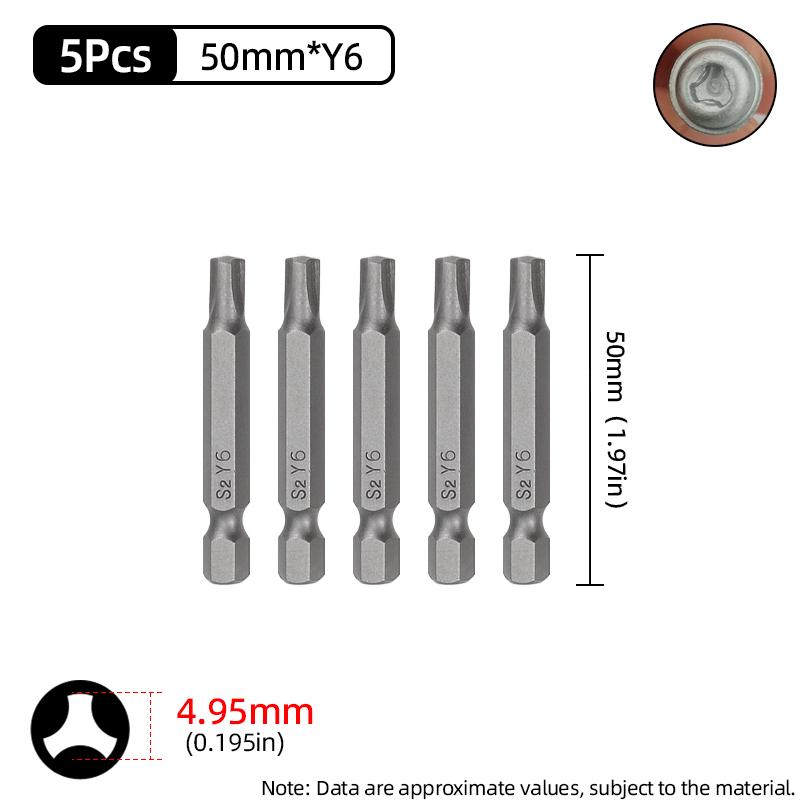 Magnetic Y Shaped Screwdriver Bits Set For Bicycle Repair Tools 1/4Inch Hex Shank Y4 Y5 Y6 Y8 50mm Screw Driver Bit Hand Tool