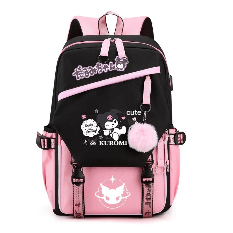 Kuromi Surrounding Cute Cartoon Print Student Schoolbag Japanese Girl Heart Backpack Schoolbag