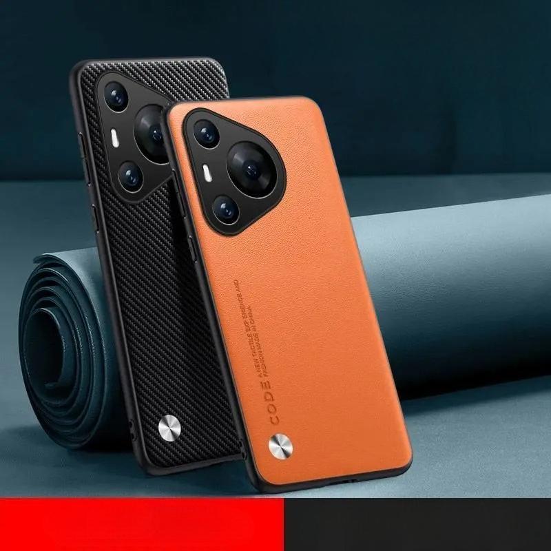 Plain PU Leather Case for Huawei Pura 80 Ultra 80 Pro Plus Camera Silicone Matte Bumper Soft Frame Shockproof Phone Cover for Pura80
