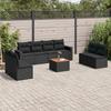 VidaXL Garden Lounge Set 9 Pcs with Cushions Black Wicker 3224081