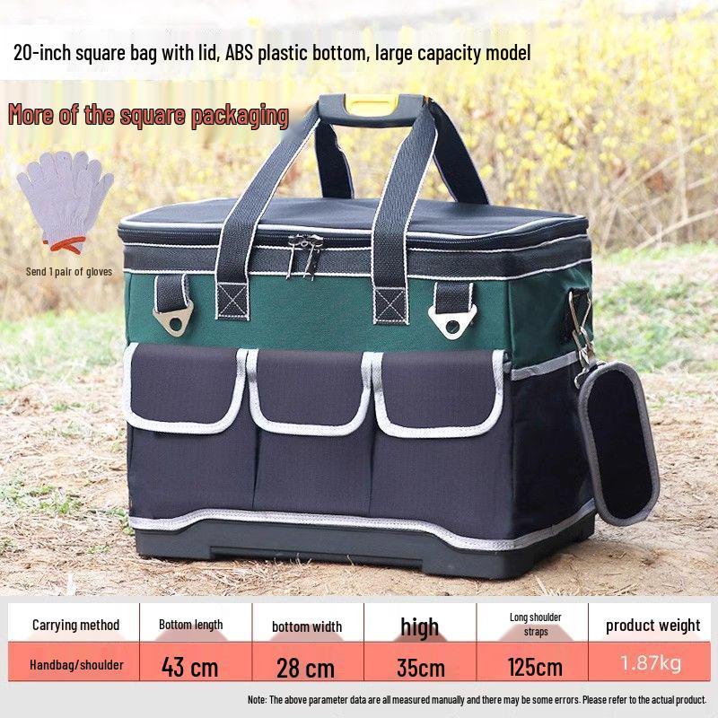 Slitstark axelverktygsväska i canvas för män - Multifunktionell, förtjockad, slitstark för elektriker & byggnadsarbetare