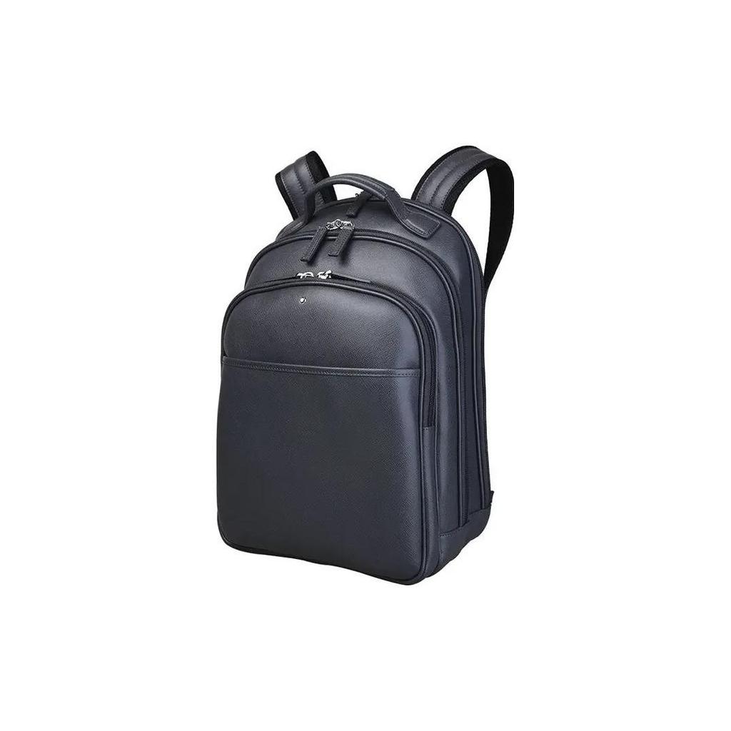 Montblanc Meisterstück Solid Color Zipper Closure Leather Backpack Small Men backpack Gray 116323
