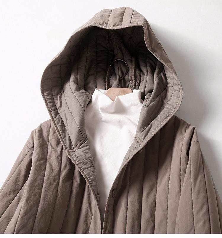 Italienische Damen Europäischer Stil Gerippte Kapuzen-Daunenjacke - Modische High-End Baumwoll-Oberbekleidung