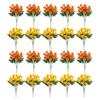 20Pcs Artificial Chrysanthemum 20 Head UV Resistant Fake Silk Flower with Green Leaves Autumn Garden Table Centerpiece Faux Bloom Decoration