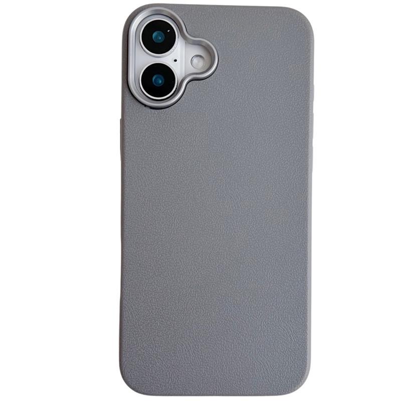 Large Hole Plain Leather Texture iPhone 16 Case for Apple, 12 Solid Color, Cross-Border 14/13, Two-in-One 15 & 17 Pro