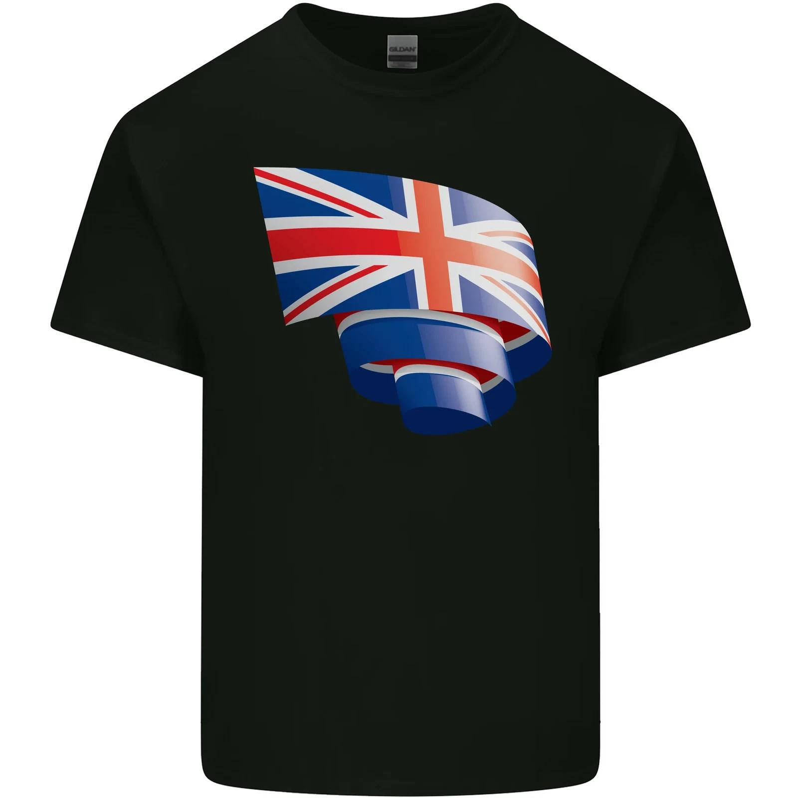 Curled British Flag Union Jack Britain Kids T-Shirt Childrens S