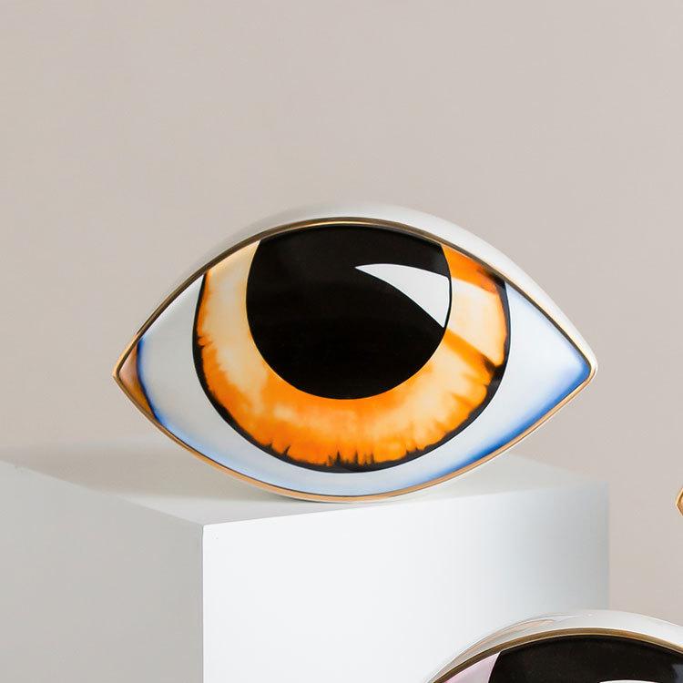 Vilead Ceramics Evil Eye Sculptures Devil's Eye Statue Charm Desktop Ornaments Home Living Room Decoration Feng Shui Accessories