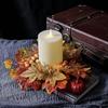 Fall Candle Ring Artificial Candle Garland Decor Mini Autumn Wreath Thanksgiving Candle Ring Holder For Bar Home Party