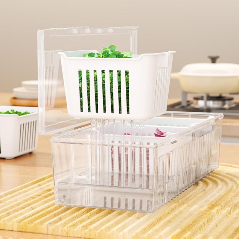 3/4-Compartment Herb Keeper for Green Onions/Ginger/Garlic. Refrigerator Organizer Box Freezer Safe Food Storage Container