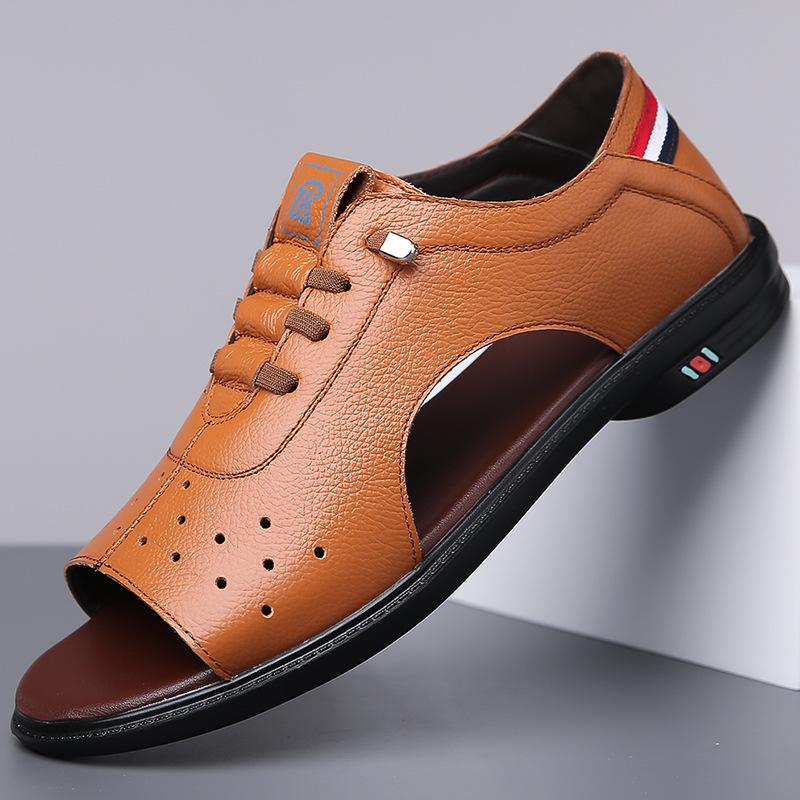 2025 New Designer Roman Sandals for Men Summer Fashion Casual Outwear Non-slip Beach Shoes Male Leather Sandalias Hombre