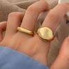Real  Sterling Silver 18K Gold Round Opening Rings for Women Exaggerated Trendy Fine  Geometric Accessories