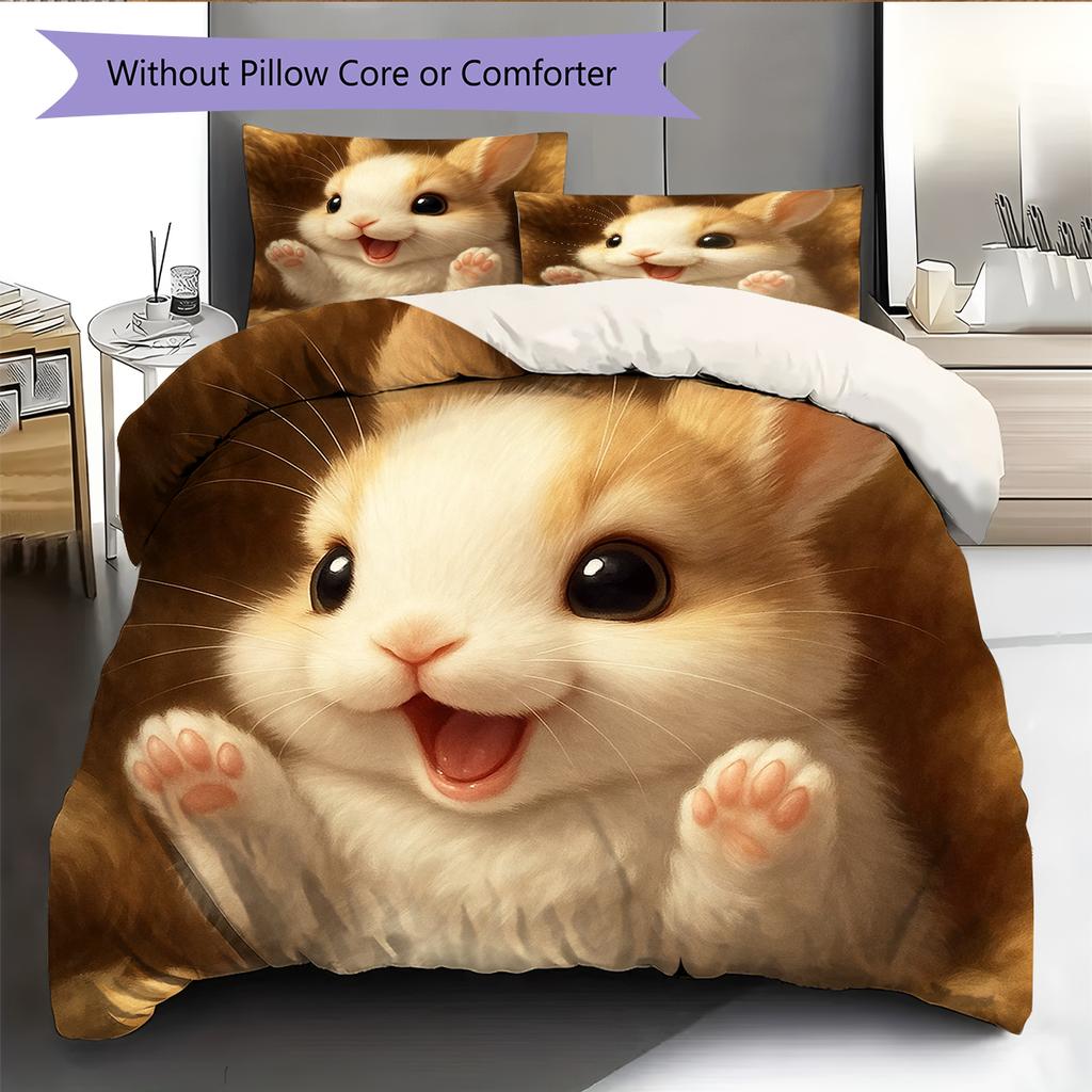 Cartoon-Muster Bettwäsche Steppbett-Set Bettbezug Kissenbezug Heimdekoration Geburtstagsgeschenk (1 Bettbezug + 2 Kissenbezüge, ohne Füllung)