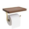 Wood Bathroom Paper Towel Holder Brushed Gold Toilet Paper Roll Holder Wall-mounted Cell Phone Shelving Toilet Paper Box
