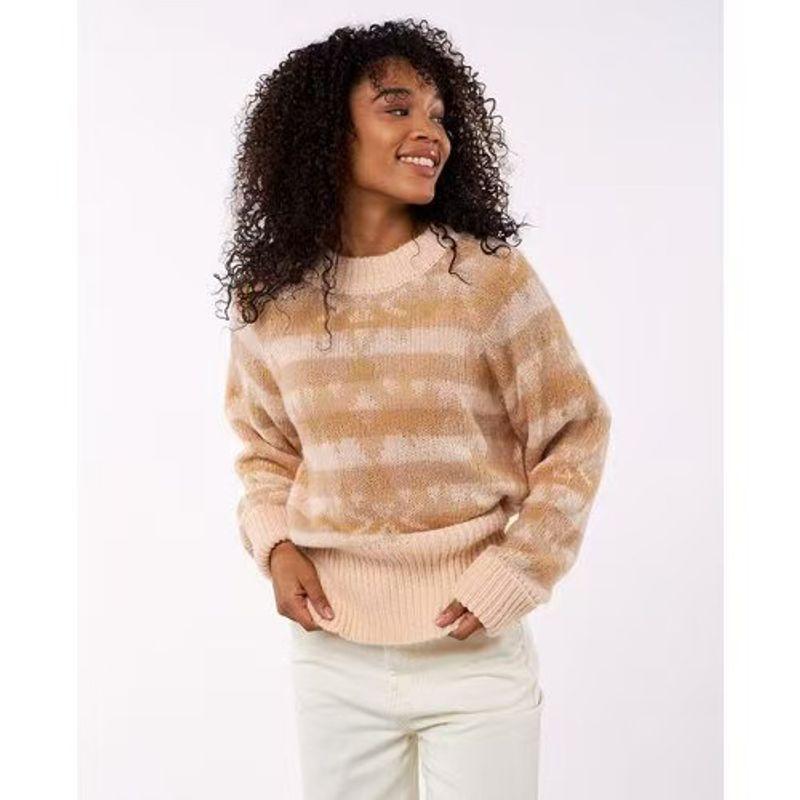 

Australian Surfing Brand R * IPC. UL Color Jacquard Sweater Women Autumn and Winter Long sleeve Knitted Top Apricot Color XL