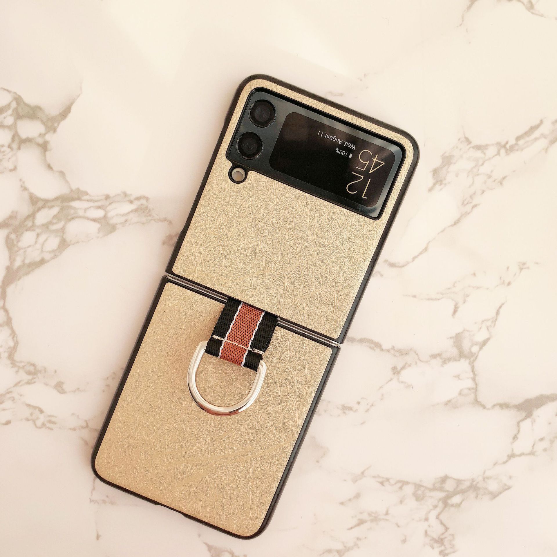 

Suitable for Samsung Zflip4 Mobile Phone Case Silk Ring Galaxy ZFlip3 Folding Flip Flop F7110 Protective Case Samsung Galaxy Z Flip