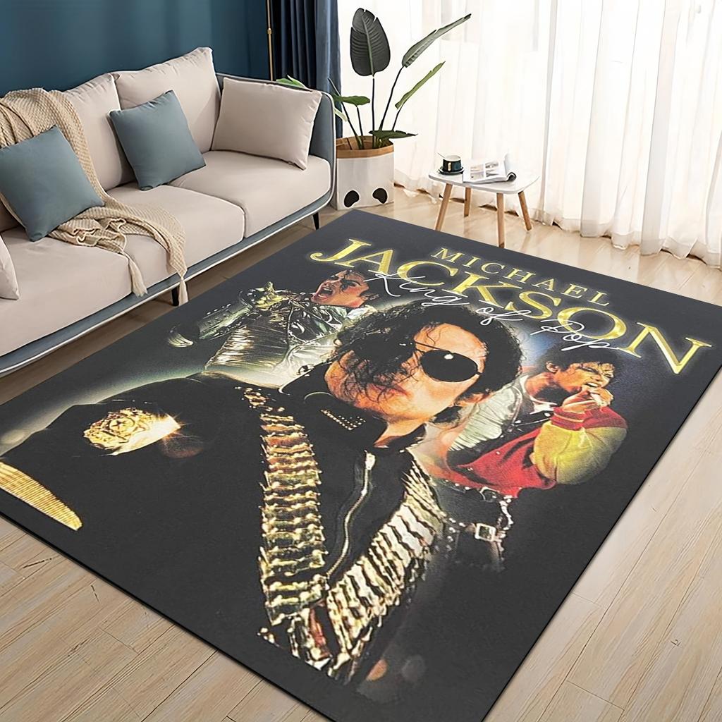 Neuer Stil Michael Jackson King of Pop MJ Teppich für Wohnzimmer Schlafzimmer Zuhause Sofa Dekoration, Rutschfeste Bodenmatte für Kinder