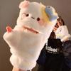 Cute Cartoon Cat Plush Gloves for Girls Winter Flip Cover Half-finger Touch Screen Thickened Warm and Adorable Riding Gloves New
