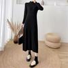 Autumn and winter new semi-turtleneck long knee warm dress fashionable versatile knitted sweater skirt women