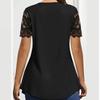 Women's Solid Color Lace V-neck Short Sleeved Casual Top