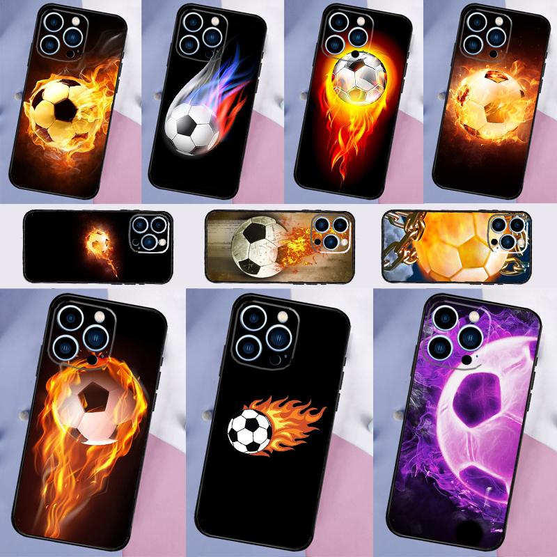 Feuer Fußball Fußball Ball Hülle Für Samsung Galaxy S25 S24 S21 S22 S23 Ultra S9 S10 Plus S24 FE S21 FE Handyhülle