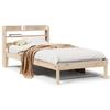 VidaXL Bed Frame with Headboard 75x190 Cm Solid Pine Wood, Bed, Bedroom Furniture, Wooden Bed, Single Bed, Frame 3306525