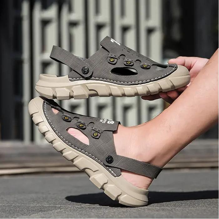 Men's Summer Sandals Flip-Flops Leather Sandals Large Size Handmade Casual Sandals - 39-46