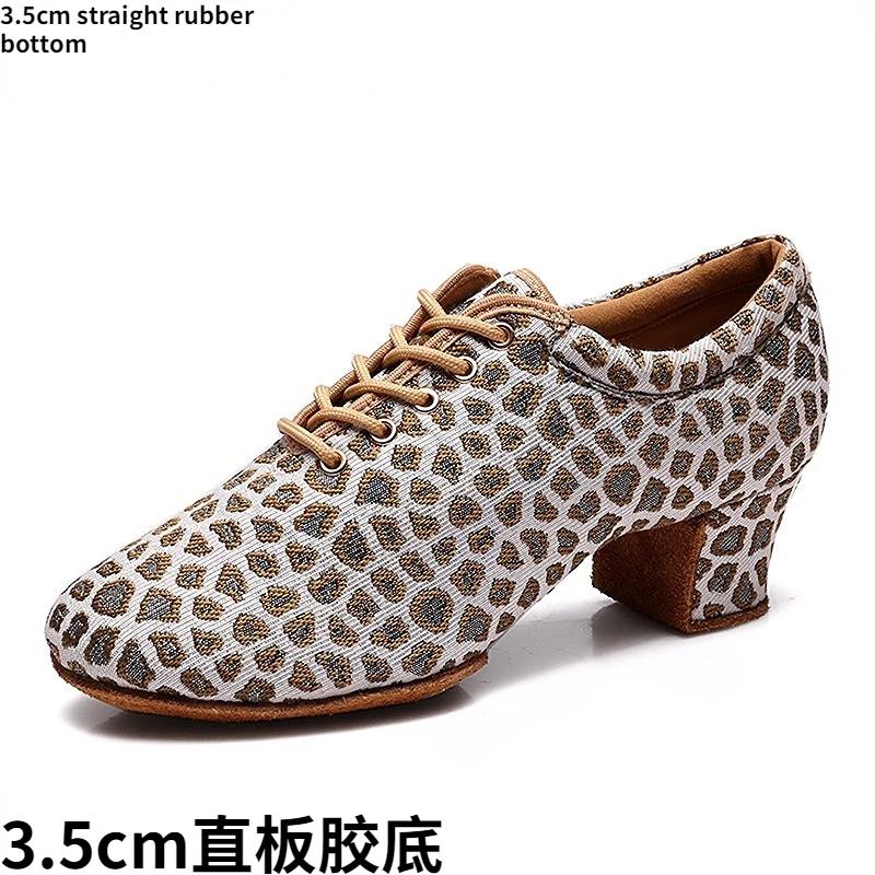 Leopard Latin Dance Shoes Jazz Tango Salsa Woman Modern Ballroom Dance Shoes Teacher Shoes 3.5cm/5cm Heels Dance Sneakers