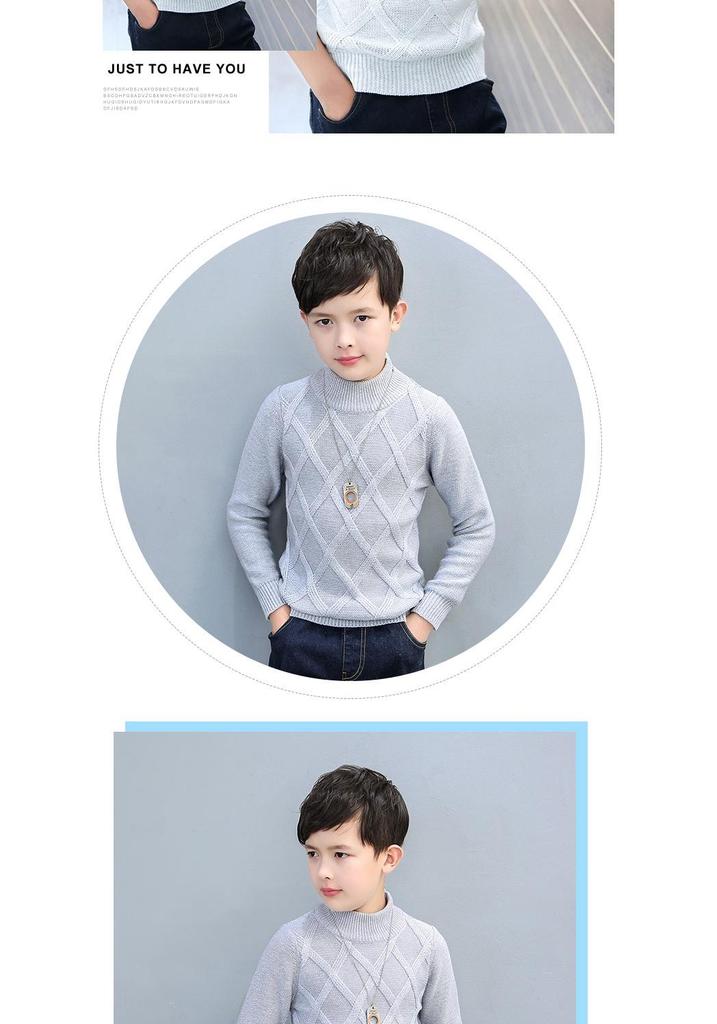 Korean Style Solid Color Fleece Knit High Neck Baby Pullover Sweater