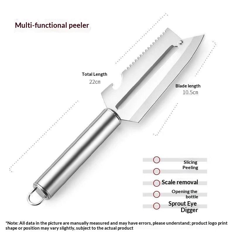 Multifunctional 3 In1 Peeler Knife for Effortless Fruit Prep In Stainless Steel