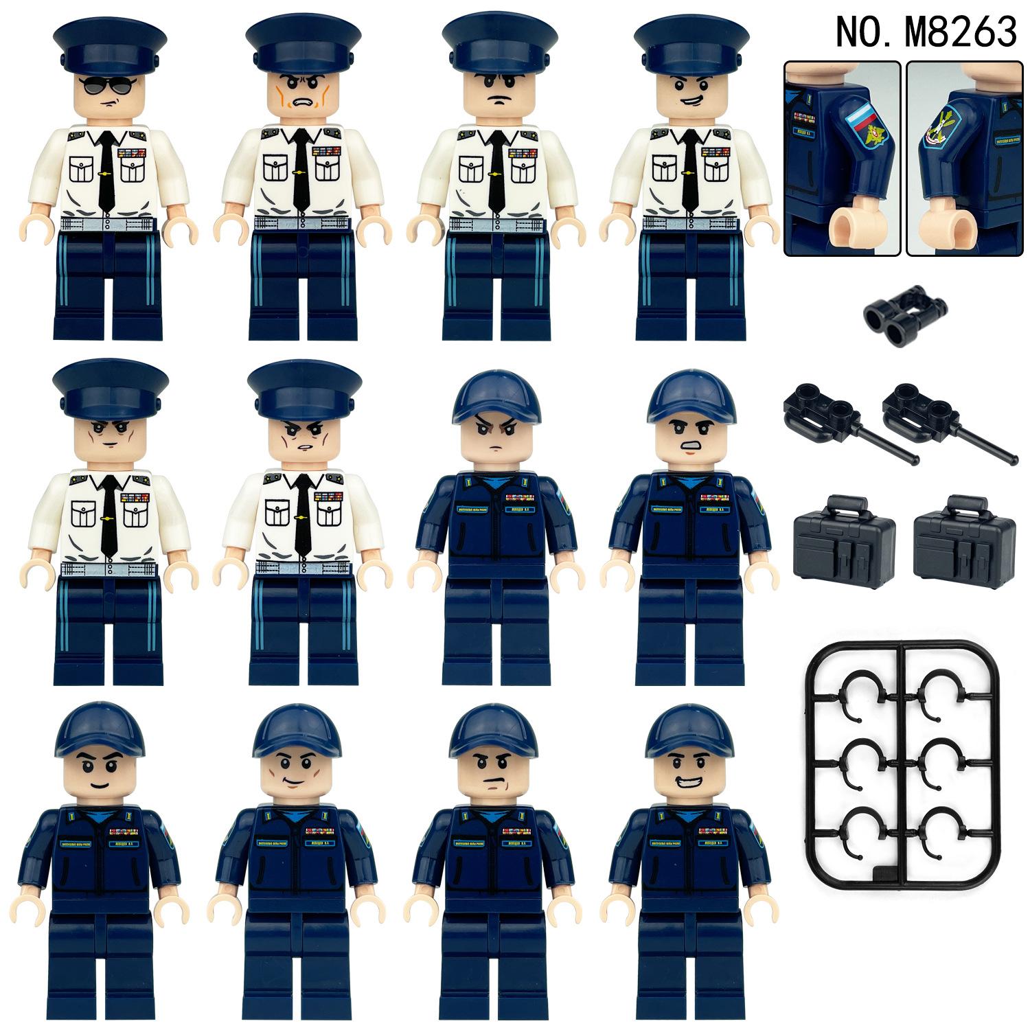 M8263 Military Unit Type Military Minifigures Russian Army Officers and Soldiers Children Small Particle Building Block Toy