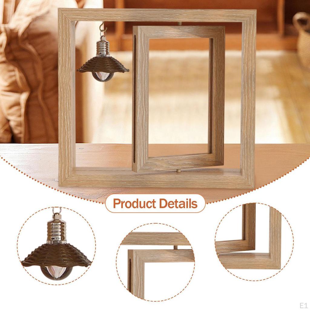 Rotating Picture Frame Decorative Birthday Gifts Office Desktop Wood Centerpiece Vertical Photo