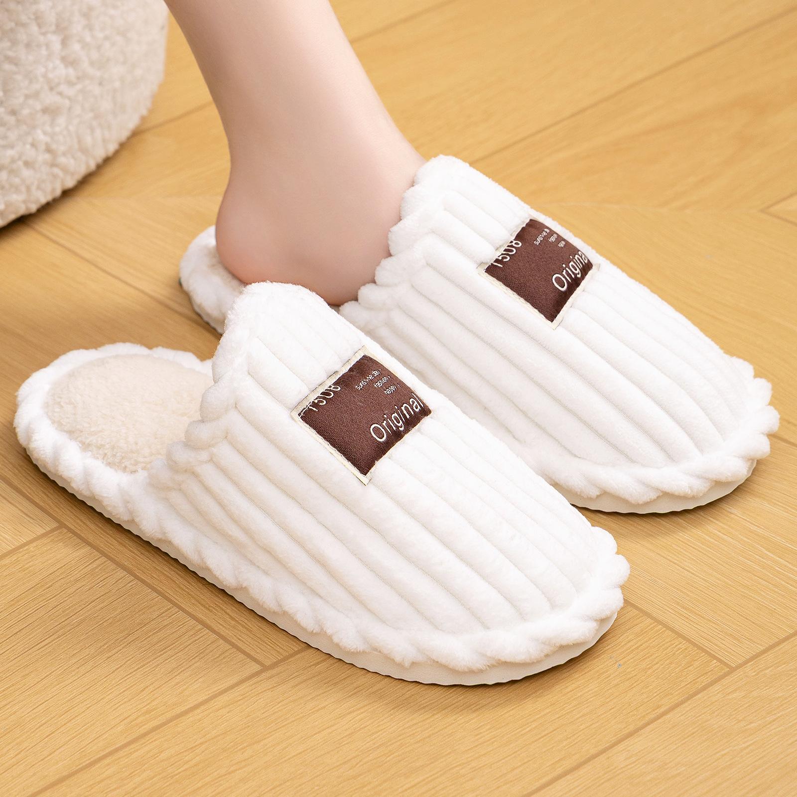 Cotton slippers women s fluffy shoes thickened and velvet half-drag cotton shoes large size one-pedal home cotton shoes 36-37