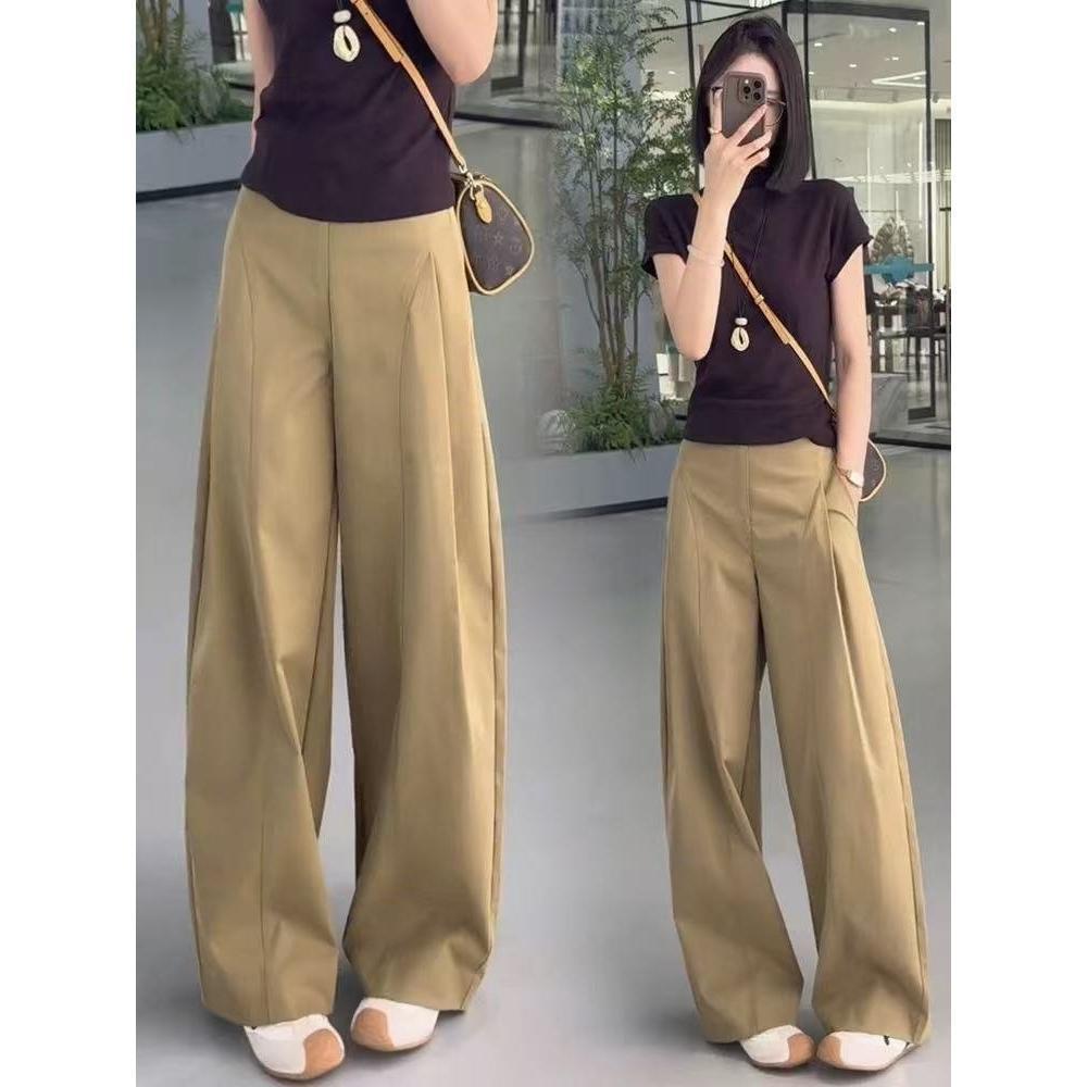

2026 Spring/Autumn Women s Fashionable Slimming Straight-Leg Versatile Wide-Leg Casual Pants XL (125-140 lbs) хакі