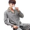 Men's Pajamas 100% Cotton Spring and Autumn Cotton Youth Winter Loungewear Long-sleeved Pajamas Set