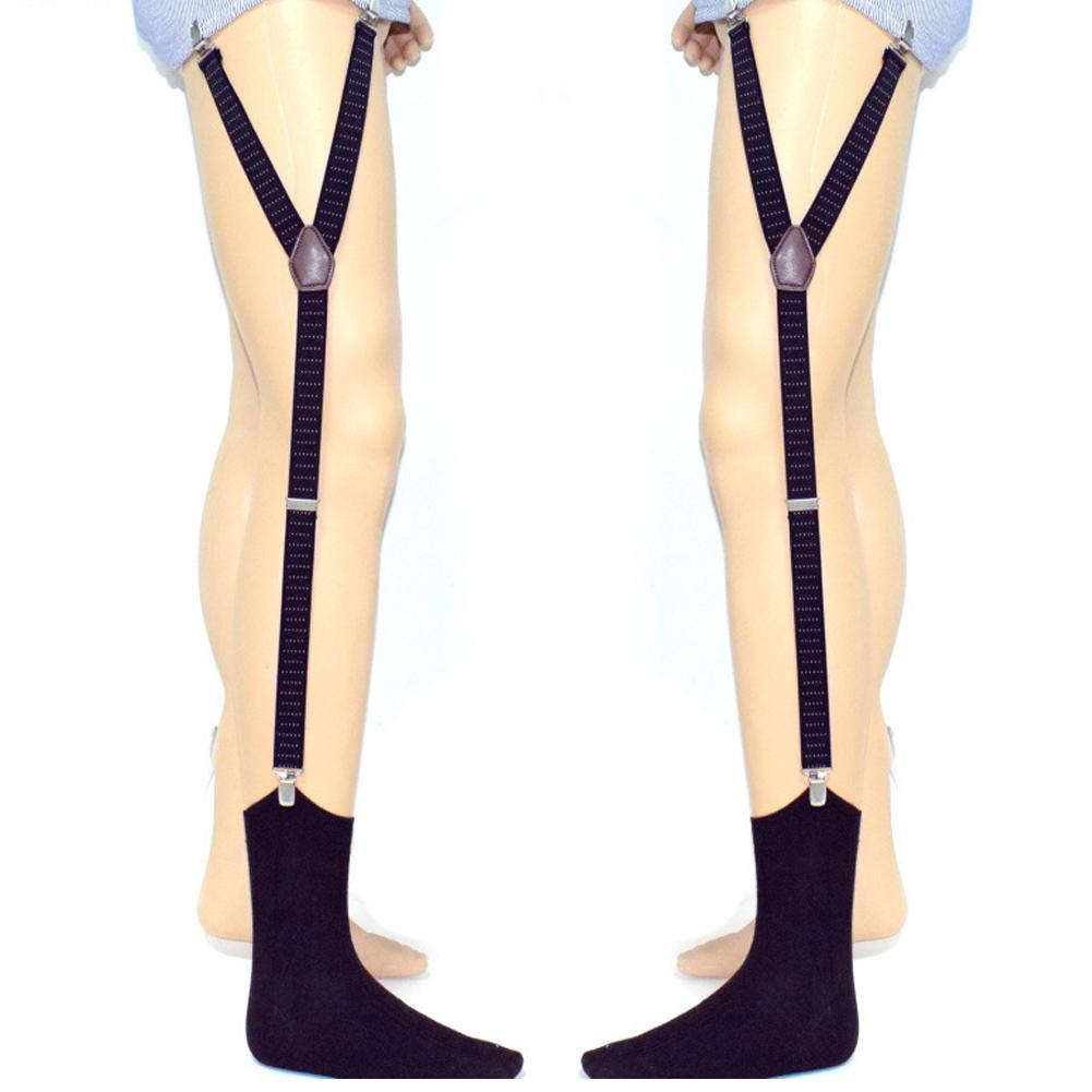 2pcs Men Shirt Stays Garters Y-Style Adjustable Elastic Leg Suspenders Straps Non-Slip Locking Clamps Suspenders Elastic Straps
