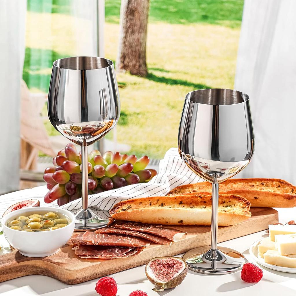 Stainless Steel Wine Glass 17 oz, Unbreakable Wine Glasses Unique and Cool Portable Metal Wine Glass for Outdoor Events, Picnics