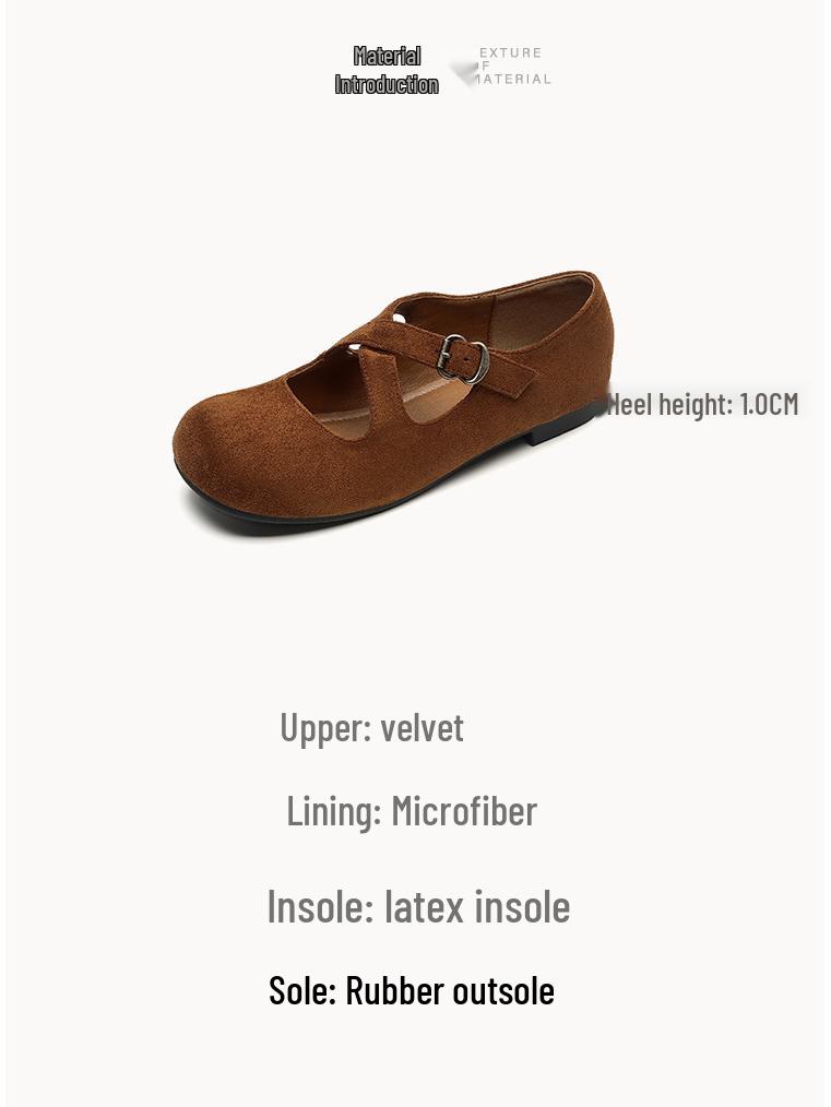 Vintage Round Toe Cross Strap Mary Jane Ballet Flats for Women