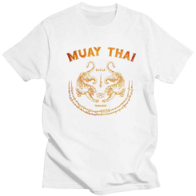 Individuelles Cooles Muay Thai Tiger T-Shirt Herren Kurzarm 100% Baumwolle T-Shirt Freizeit Sak Yant Tattoo Kickboxen Thailand T-Shirts